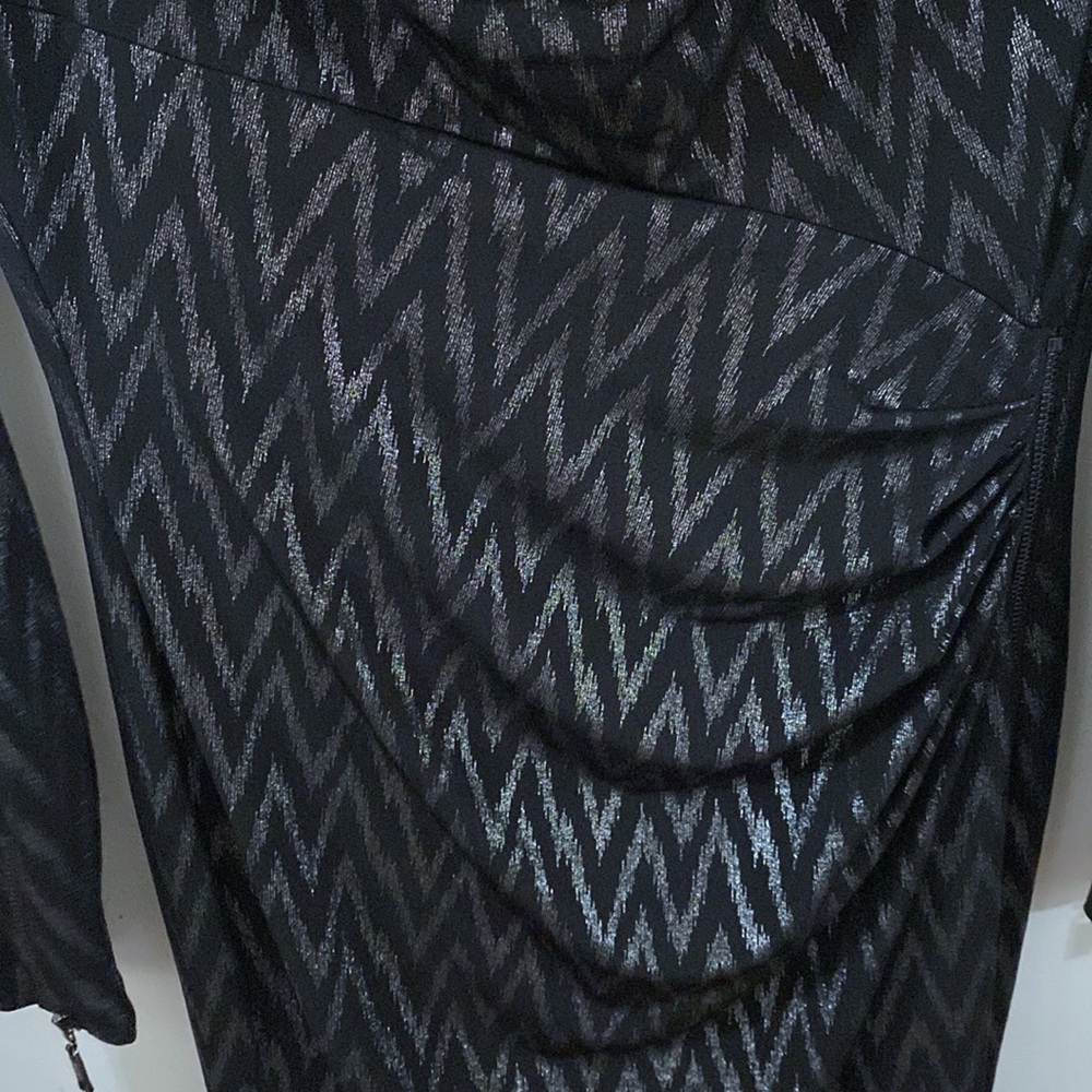 Cache Black Metallized Zigzag Patterned Draped Sh… - image 6